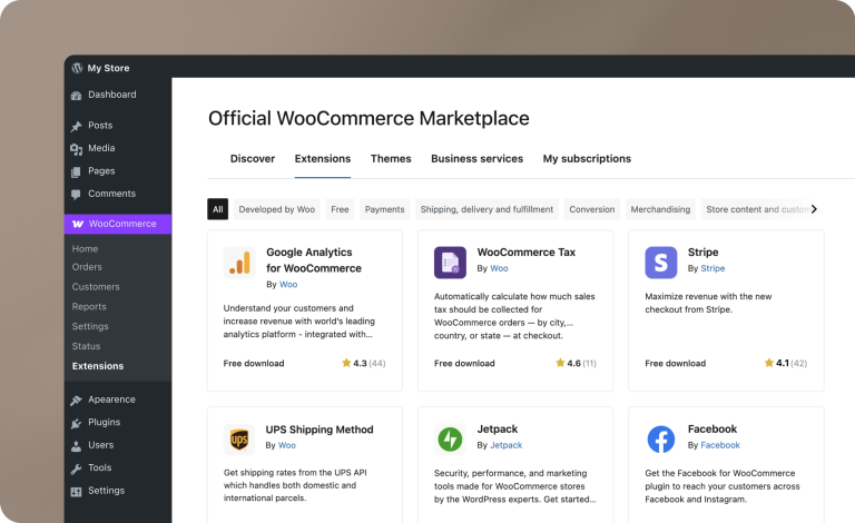 WooCommerce extension marketplace