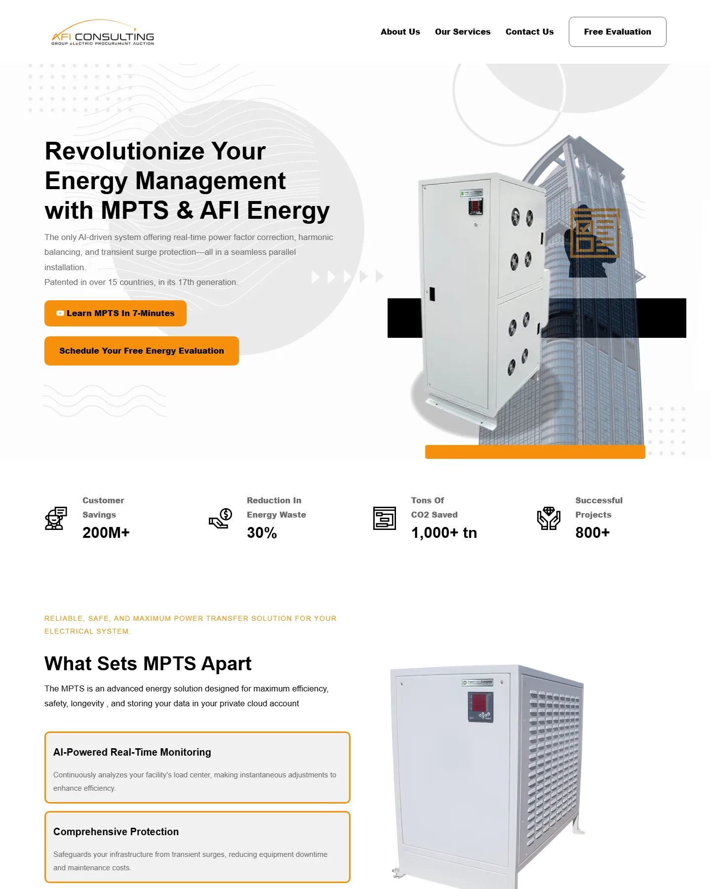 AFI Energy home page screenshot