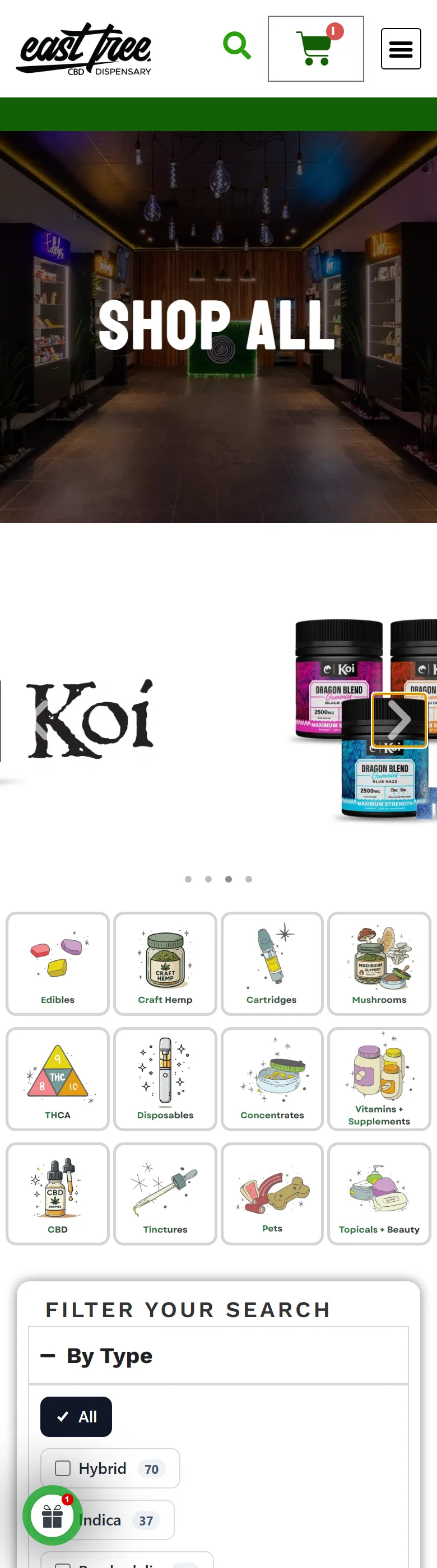 Shop all categories page