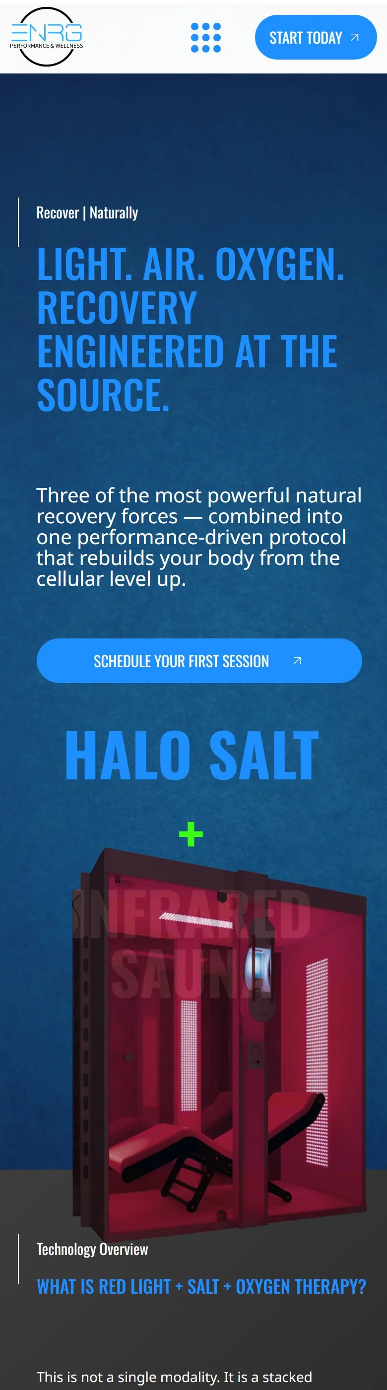 HALO salt + infrared sauna modality page
