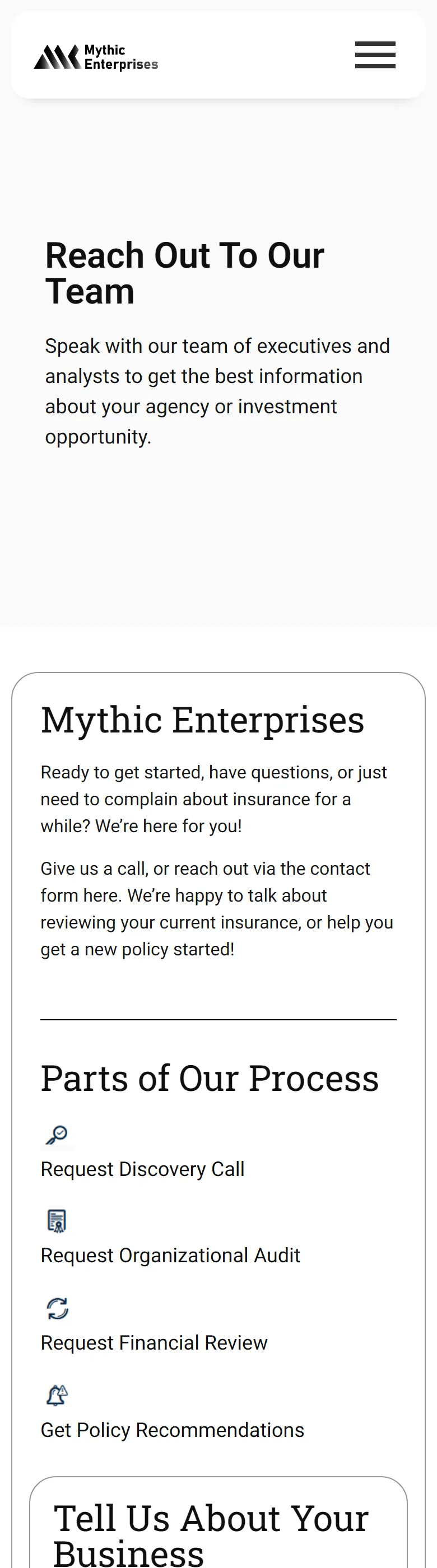 Contact page for the parent group