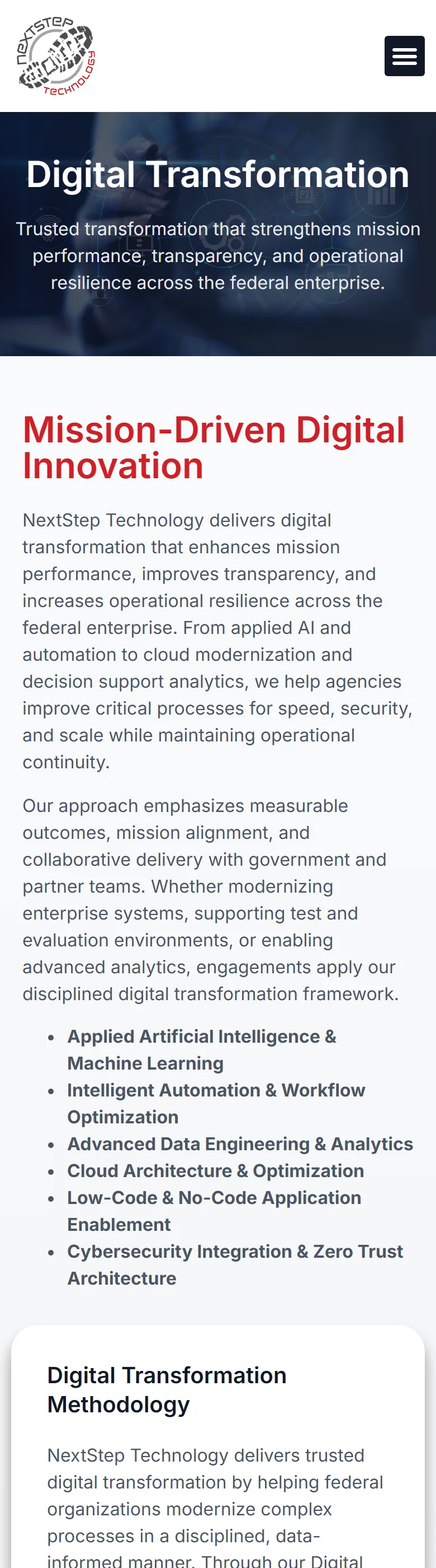 Digital transformation capability page