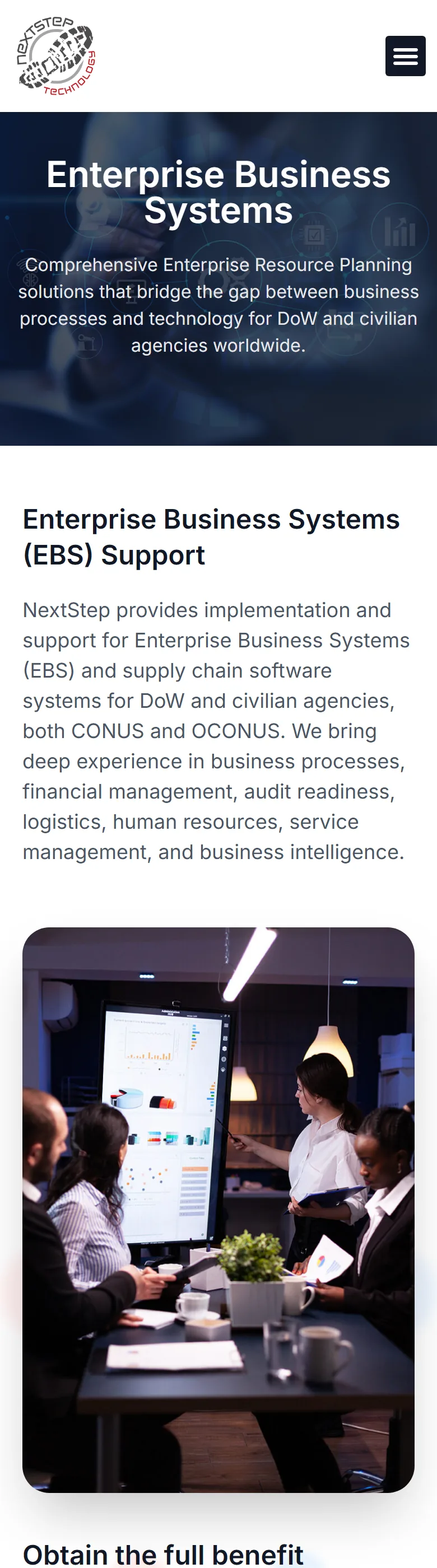 Enterprise business systems capability page
