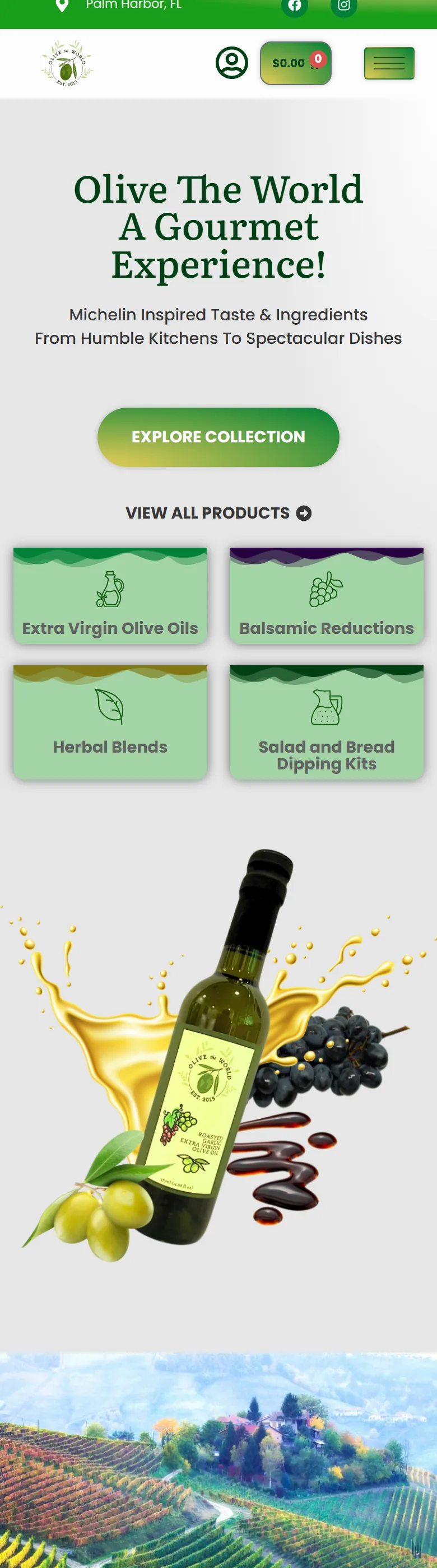 Olive The World home page on mobile