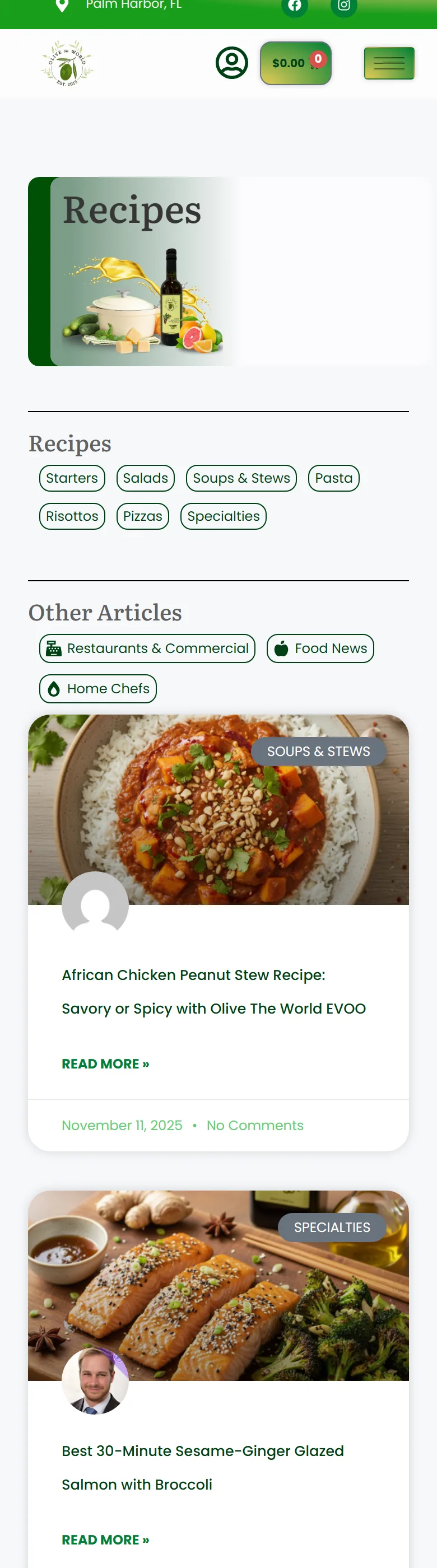 Recipes content hub — discovery engine