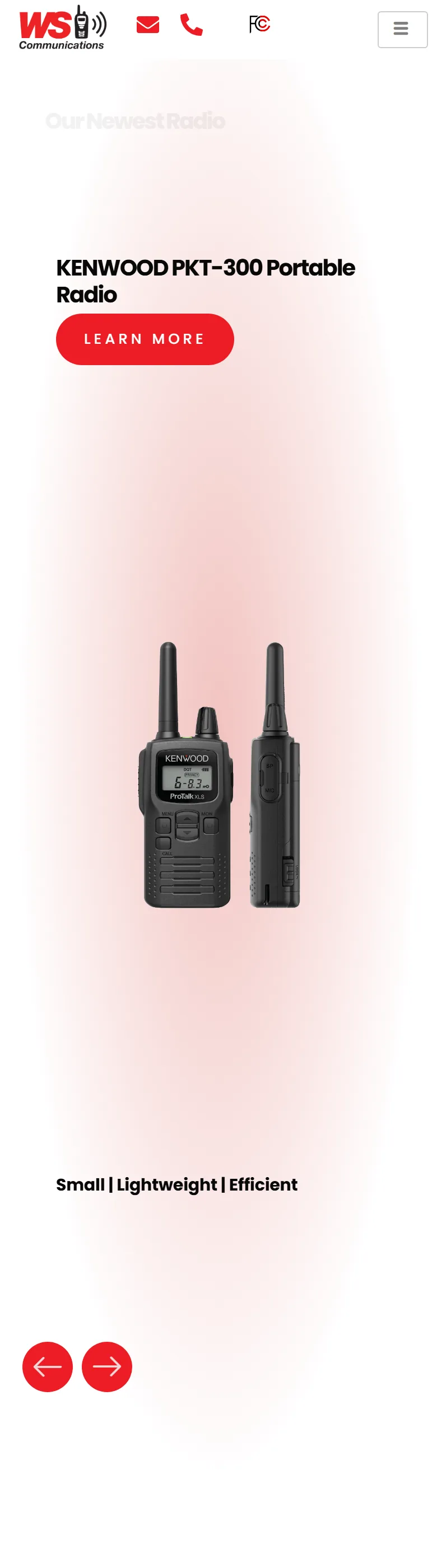 WS Communications home page on mobile
