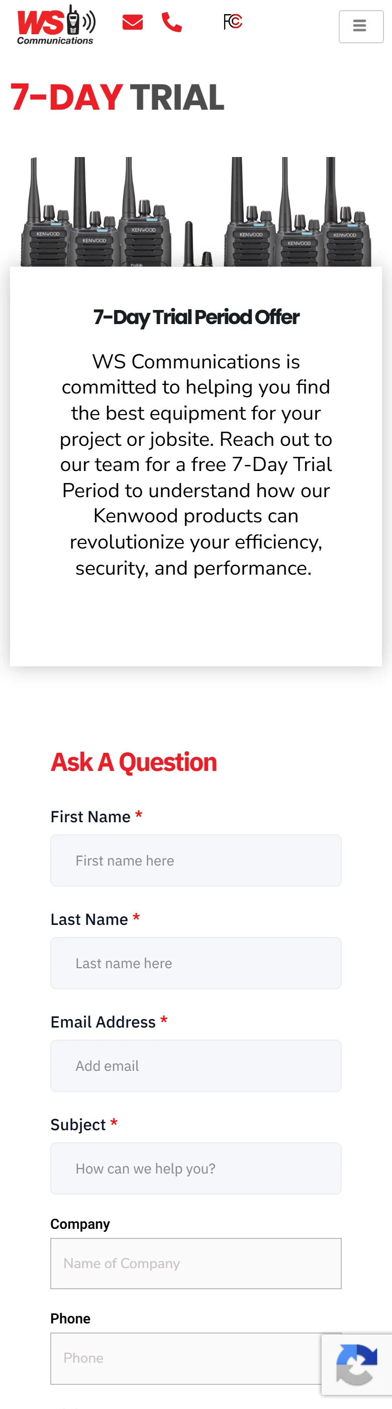 7-day trial program page