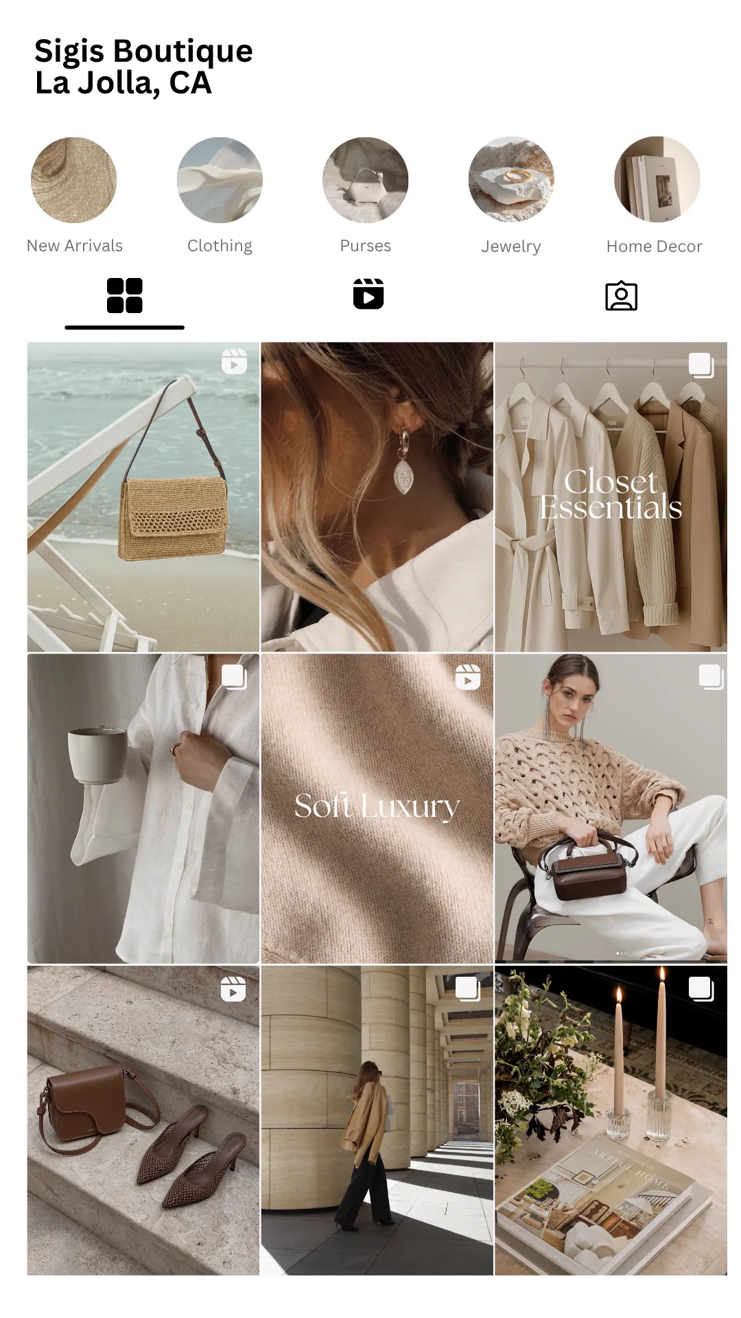 Sigis Boutique Instagram profile grid